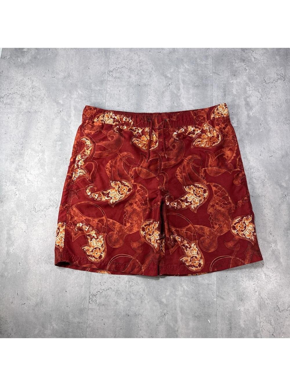Y2K Orange Dragon Print Men’s Grunge Surf Board Shorts